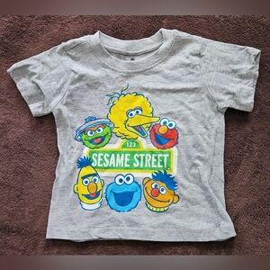 Sesame Street Gray Short Sleeve Kids Shirt 2T - New